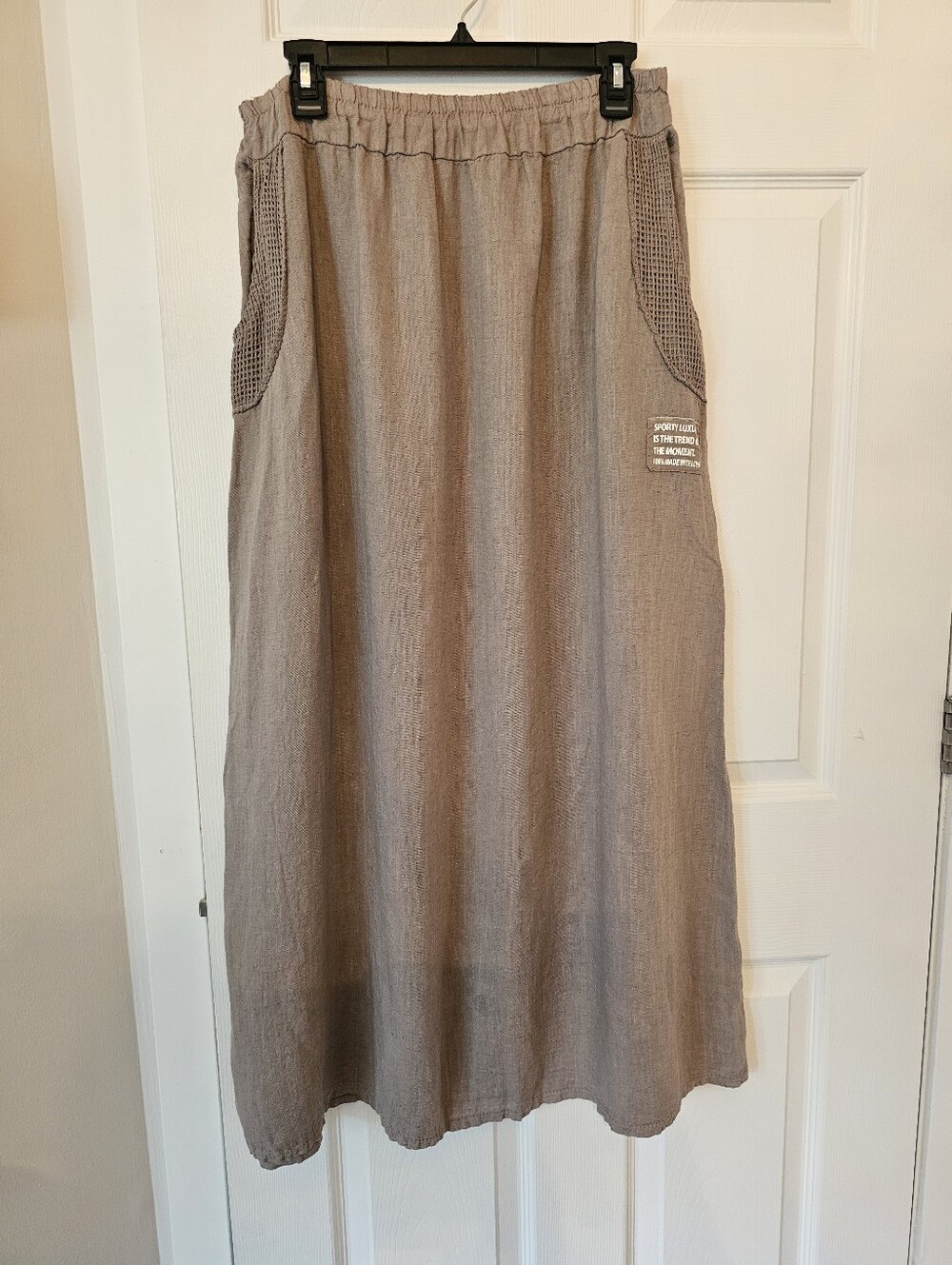 Linen Tan Maxi Skirt - Large